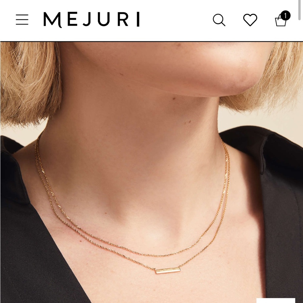 NEW Mejuri Double Layer Bar Necklace Gold